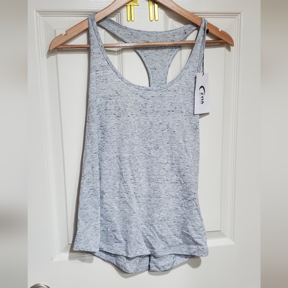 NWT Zyia Active Heather Grey Charcol Graceful Razor Tank XS